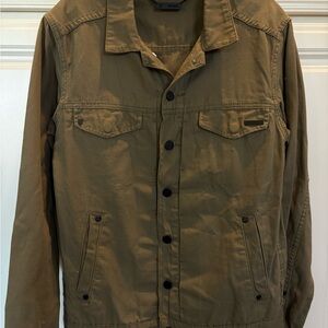 Men's Comune Braydon Olive Green Coated Denim Jacket Medium